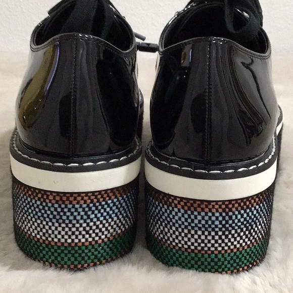 🆕 ZARA Tweed Heel Patent Oxford Platform Shoes Lace up - Picture 6 of 9